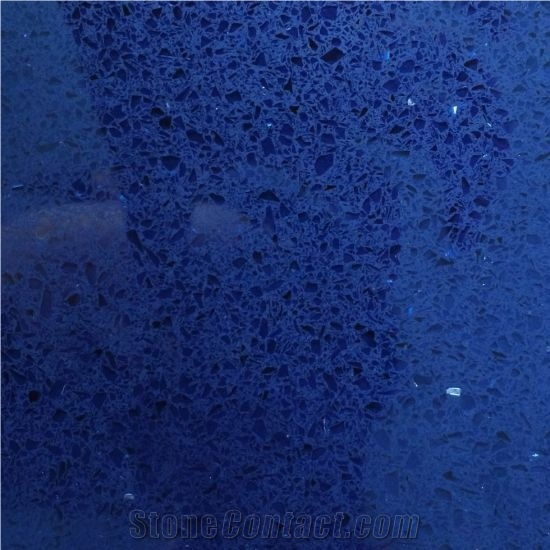 Blue Crystal Quartz Glass Chips Mixed Slabs